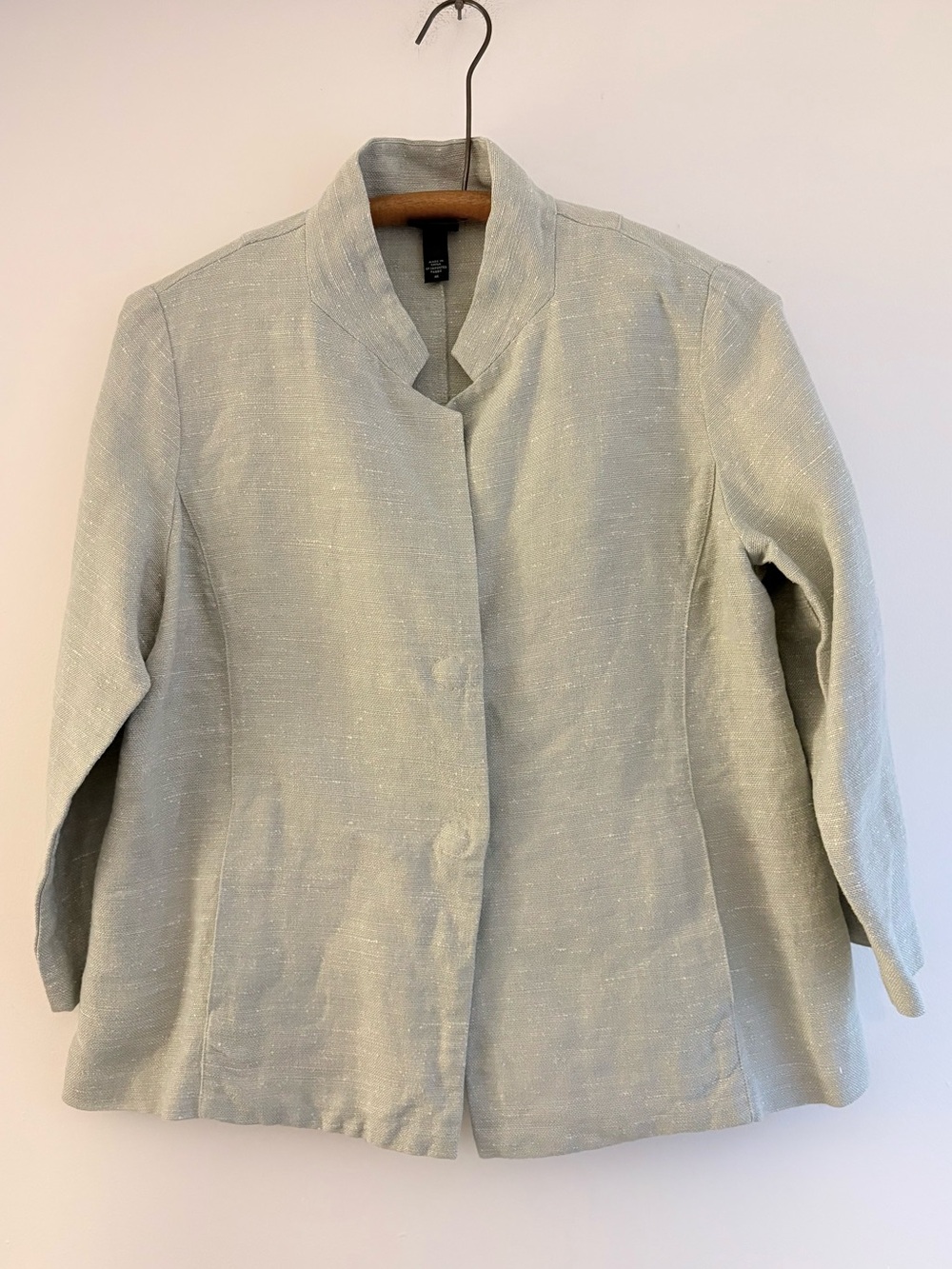 Mint green linen & silk Eileen Fisher blazer, size M